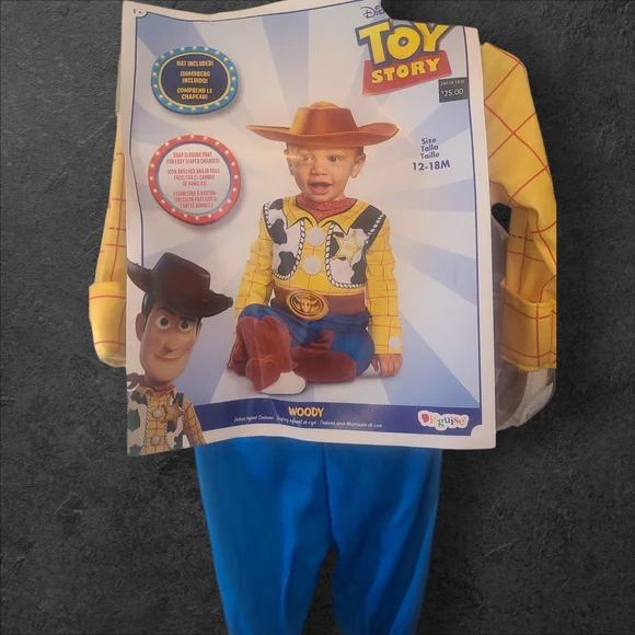 Disney Toy Story Woody Cowboy Western Costume Dress Up 12-18,mth New - Picture 2 of 8